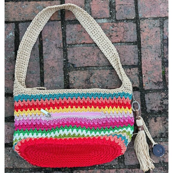 The Sak Crocheted Rainbow Shoulder Bag w/ Tassel Charm display picture 1